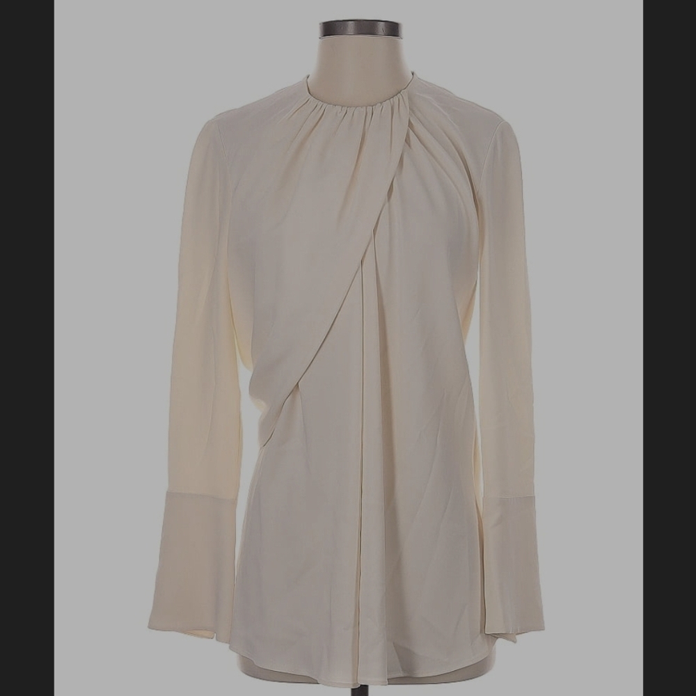 Derek Lam Silk Classic Draped Top Cream